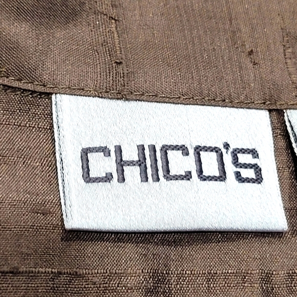 CHICO'S Medium Vintage Embroidered 100% Silk Button Down Long Sleeve Blazer - Picture 4 of 5
